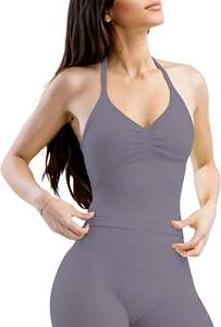 Ensemble de sport pour femme : Soutien-gorge de compression, haut court dos nu en tissu Spandex, et legging long – Qualité supérieure, anti-transparence - Product Image 2