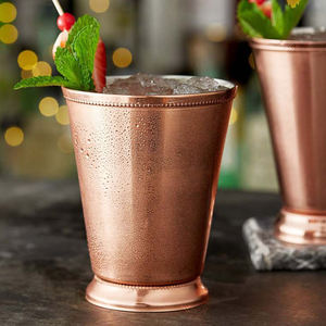 Verre à cocktail en acier inoxydable de type Mint Julep, avec bord perlé, pied, en argent, cuivre ou or, pour le Kentucky Derby et les bars - Product Image 4