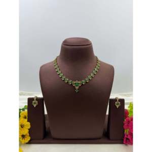 Indian Ethnic Tanisha Victorian <b>Gold</b>-Plated CZ Bridal Necklace & <b>Earring</b> <b>Set</b> - Product Image 2