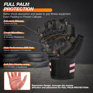 Durable Leather Palm CrossFit Gloves for High Intensity Interval Training Ventilated <b>Back</b> for Sweaty Hands Fitness Gear Custom - Product Image 3