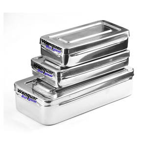 Caja de Acero Inoxidable para Instrumentos Quirúrgicos y Dentales con Tapa, 9/4/2 Pulgadas, Autoclavable, para Uso Hospitalario y Clínico - Product Image 1