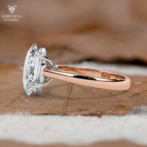 Anillos de Compromiso y Boda con Diamantes Cultivados en Laboratorio de Corte Ovalado, 1-2 Quilates, Claridad EF VVS2, Oro Sólido de 14K/18K, Anillo de Oro Rosa de 4 Puntas - Product Image 2