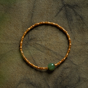 Bamboo Design Crystal and Rhinestone <b>Beaded</b> <b>Bracelet</b> Romantic Green Gemstone Jewelry - Product Image 6