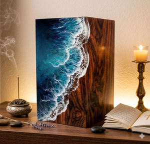 Wood Grain Ceramic <b>Incense</b> Burner Ocean Wave <b>Aromatherapy</b> <b>Diffuser</b> with Lid Hand Painted <b>Incense</b> <b>Holder</b> for Home Decor - Product Image 1