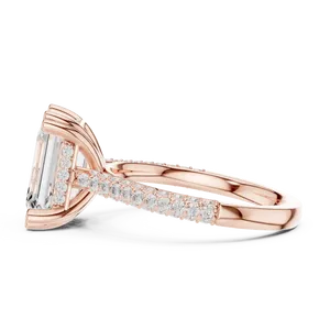 Anillo unisex de oro macizo de 18k con silueta de esmeralda, diamante redondo de 4.00 ct creado en laboratorio, halo oculto, certificado por IGI. - Product Image 2