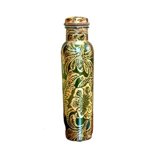 Botella de Agua de Cobre con Diseño Floral, Termo Portátil con Tapa, Estilo Oriental - Product Image 4