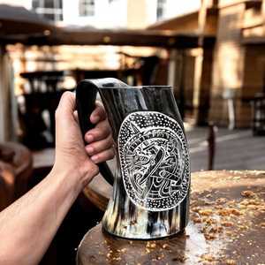 Taza para Beber Hecha a Mano con Cuerno de Búfalo, Diseño Rústico Natural, Pulida, Duradera, Artículo de Colección, Artesanía - Product Image 2