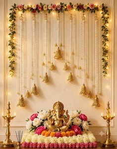 Vente en gros de guirlandes suspendues en fausses perles faites à la main, ornements dorés pour murs, décorations traditionnelles pour la maison, Ramadan, mariage - Product Image 2