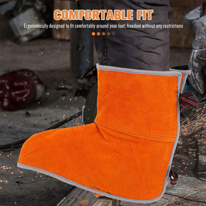 En gros, Couvre-chaussures de soudeur en cuir croûte de vachette, résistantes à la chaleur et aux flammes - Product Image 4