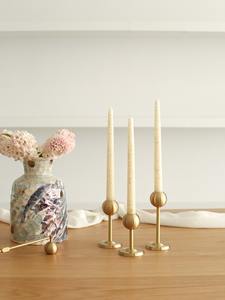 Ensemble de bougeoirs de luxe en métal doré et argenté, style nordique, sphères cannelées en laiton, pour centre de table de mariage et de fête - Product Image 2