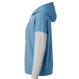 เสื้อฮู้ดสีฟ้าอ่อนแบบยูนิเซ็กซ์ แขนเสื้อแบบแร็กแลน ทรงโอเวอร์ไซส์ สวมใส่สบายๆ สำหรับฤดูใบไม้ร่วง ผลิตจากผ้าถักเฟรนช์เทอร์รี่ - Product Image 4