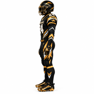 Ensemble d'uniformes de football américain personnalisés Jaune néon Noir à carreaux Maillot de football rembourré Pantalon Nom Numéro Protection UV - Product Image 3