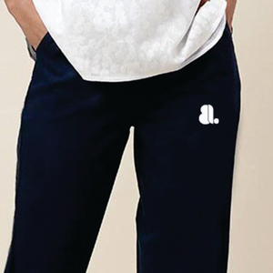 Women's Mid Waist Solid Color Pencil <b>Pants</b> Ankle-Length With Pockets Casual Style Flat Front Elastic Waist Embroidery Logo - Product Image 5