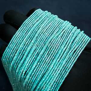 Cuentas redondas microfacetadas de apatita azul natural de 2 mm, cuentas de apatita azul con corte de diamante para la fabricación de joyas, gemas sueltas facetadas al por mayor. - Product Image 5