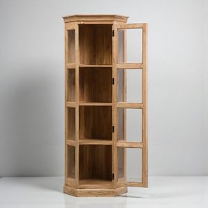 <b>Solid</b> Mango <b>Wood</b> Multipurpose Kitchen Cabinet with Bookshelf Storage for Bedroom Living Room Study Natural Matte Finish - Product Image 5