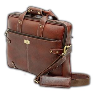 WRIZA Sac messager en cuir véritable marron pour hommes et femmes, sac de bureau pour ordinateur portable, sacoche multi-compartiments à sangle réglable - Product Image 6