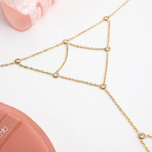 Joyería de Playa, Pulsera de Cadena de Mano de Acero Inoxidable, Pulsera de Dedo con Borla de Circonio - Product Image 6