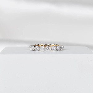 Anillo de Boda de Media Eternidad con Diamantes Cultivados en Laboratorio, Oro de 14K, Anillo Apilable Minimalista con Diamante Flotante de Una Sola Punta, Regalo Nupcial - Product Image 5