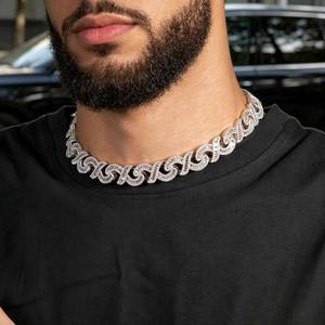 <b>Iced</b> <b>Out</b> Cuban Link Diamond <b>Chain</b> Necklace Geometric 925 Silver Rhodium Plated Choker for Men Hip Hop IGI Certified Jewelry Gift - Product Image 1