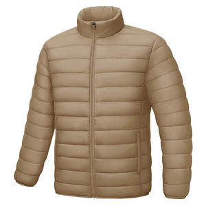 Men Coated Stand Varsity Puffer <b>Jacket</b> Pullover Hoodie Zipper Breathable Fabric Custom Logo Printing Regular Fit Solid Pattern - Product Image 3