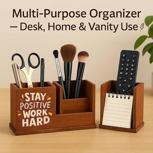 Soporte de Escritorio para Teléfono Móvil y Organizador de Escritorio Hecho a Mano en Madera con Porta Tarjetas, Soporte Premium para Bolígrafos y Lápices para Oficina, Hogar y Mesa de Estudio - Product Image 3