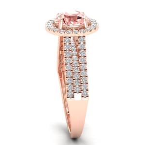 แหวนหมั้นเพชรพลอยมอร์แกไนต์สีชมพูทองคำ 14K คุณภาพพรีเมียม REYES แหวนแต่งงานสำหรับผู้หญิง เครื่องประดับมุก - Product Image 3
