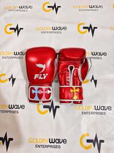 Gants de boxe en cuir véritable de qualité supérieure Golden Wave, motif croisé, à fermeture auto-agrippante, prix de gros - Product Image 1