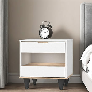 Furnizone - Mesita de Noche Moderna y Contemporánea con 2 Cajones, Mueble de Almacenamiento de Aglomerado/Tablero de Partículas para Apartamento, Hotel, Dormitorio, Modelo 2338 - Product Image 1