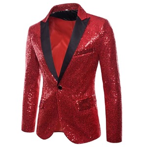 Blazer de scène pour homme à col en V, simple boutonnage, antistatique, infroissable, à paillettes, avec logo personnalisé - Product Image 6
