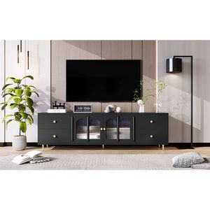 Mobile TV Moderno da 180 cm con Ante in Vetro, Centro Intrattenimento con 4 Cassetti e 2 Armadietti, Cinque Gambe in Metallo - per TV fino a 75 Pollici - Product Image 6