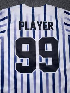 Camiseta de Béisbol Blanca con Rayas Azules y Blancas, Manga Larga, Unisex, Transpirable, Spandex/Algodón/Fibra de Bambú, para Adultos, Todas las Temporadas - Product Image 4
