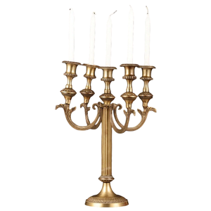 Candelabro árabe vintage de latón de alta calidad con cinco brazos y acabado pulido para decoración del hogar. - Product Image 5