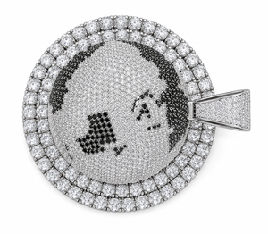 Pendentif de fête rotatif 3D en argent sterling plaqué rhodium noir entièrement serti de moissanite taille brillant personnalisée avec sertissage griffe White Earth - Product Image 2