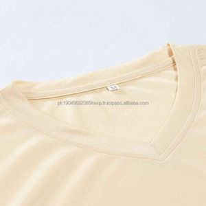 Nouveauté T-shirt à manches courtes en tricot à col en V personnalisé de haute qualité imprimé sur mesure pour hommes 100% coton doux respirant décontracté - Product Image 5