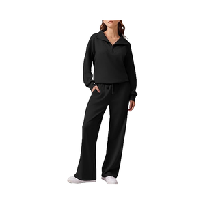 Ensemble de survêtement décontracté pour femme, deux pièces, respirant, manches longues, fermeture éclair, sweat-shirt, pantalon long, jogging, ensemble de survêtement - Product Image 1