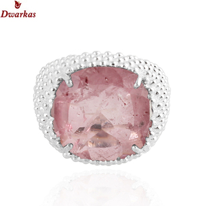 Handmade elegant hottest <b>rings</b> 925 sterling silver Doublet pink tourmaline quartz gemstone texture <b>ring</b> ready stock wholesale - Product Image 2