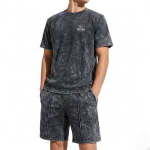 <b>Mens</b> Washed Charcoal Summer <b>Set</b> Vintage Oversized T <b>Shirt</b> <b>And</b> <b>Shorts</b> Relaxed Streetwear Casual Fashion Outfit 2026 - Product Image 1