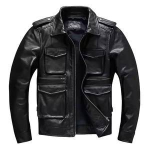 New Fashion Men's <b>Leather</b> Biker <b>Jacket</b> <b>Real</b> <b>Leather</b> Zipper Custom Logo Private Label Service High Quality Vintage Luxury - Product Image 1
