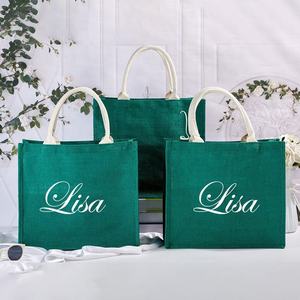 Premium Green Fiber Jute Tote Bag Durable Eco Friendly Reusable Shopping Carry Bag for Retail and Promotion - Product Image 4