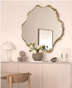 Graceful floral metal wall <b>mirror</b> <b>frame</b> handcrafted for premium home accents and beautiful vintage decor arrangements - Product Image 1