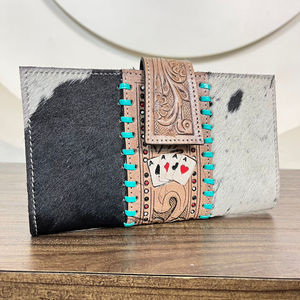 กระเป๋าสตางค์หนังวัวแท้ใส่บัตรอเนกประสงค์แบบตะวันตกกระเป๋าเงินสองพับ - Product Image 4