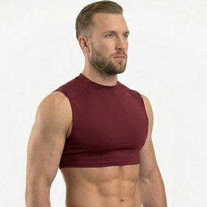 Customized Men Sportswear Crop Top Sports Training High Support Crop Top Men Street Style Crop Tank Men Gym Fitness Crop Vest - Product Image 5