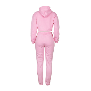 Women's Custom Eco-Friendly Breathable Plus Size <b>Crop</b> Top Jogger Tracksuit Set Hooded Windproof Printed <b>Zip</b>-<b>Up</b> Logo Casual - Product Image 3