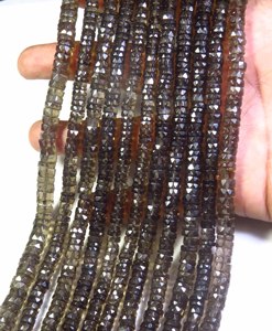Cuentas Facetadas de Cuarzo Ahumado de Alta Calidad, Forma Heishi, Color Marrón Natural, 6mm, 16 Pulgadas, Cuentas de Rueda Ahumadas - Product Image 3