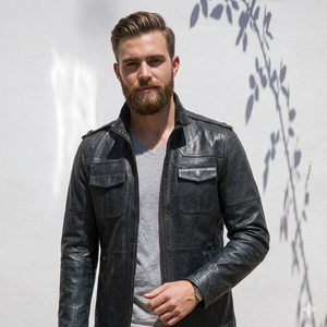 Blousons de moto classiques noirs personnalisés pour hommes, style vintage en cuir, coupe-vent, imperméables, respirants et légers - Product Image 1