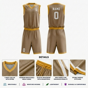 Conjunto de Uniforme de Baloncesto de Alta Calidad, Jersey y Pantalones Cortos, Cuello en V, Malla Premium, Fabricante OEM Personalizado al por Mayor - Product Image 2
