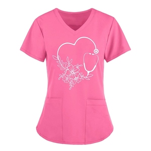 Haut de blouse médicale professionnel en tissu extensible, uniforme d'infirmière d'hôpital, confortable, col en V, vêtements de travail unisexes - Product Image 5