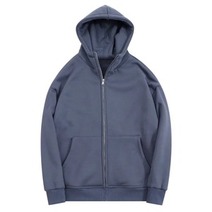 Sweat-shirt à capuche zippé pour homme, couleur unie, coton French Terry, style décontracté automne, avec poches, coupe classique - Product Image 3