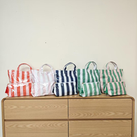 Sac de plage en PVC transparent pour femme, grand format, à rayures, pour le linge, vente en gros