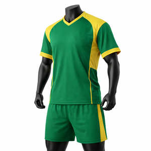 Conjunto de Camiseta de Fútbol Unisex Personalizada Verde y Amarilla con Cuello Redondo y Manga Corta, Transpirable, de Poliéster, para Deportes, Todas las Temporadas, Impresión por Sublimación - Product Image 1